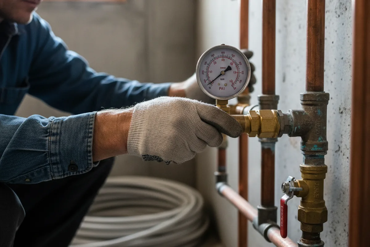 Pressure testing a repaired line during Water Line Repair in Goodhue